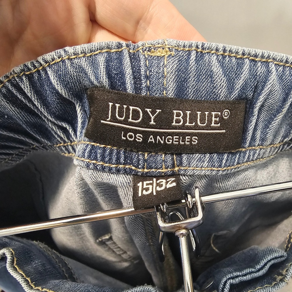 Judy Blue Jogger Roll up Jeans 88496 High Rise Medium Wash Stretch Denim 15/32 - Picture 11 of 14